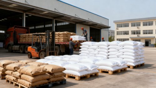 建材专用羧甲基纤维素产品在厂区装车准备发货