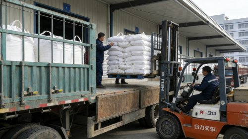 叉车正在装载出口级羧甲基纤维素产品