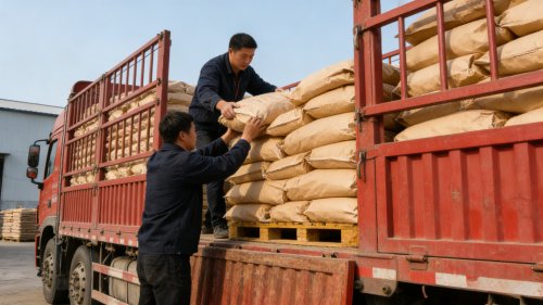 工厂厂区低黏度HPMC粉末装车现场