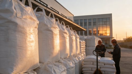 物流车辆正在装载羧甲基纤维素预糊化产品出厂