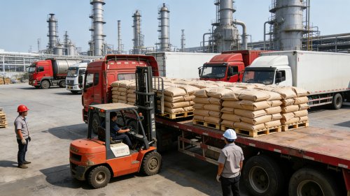 淄博聚隆纤维素有限公司工厂装车现场