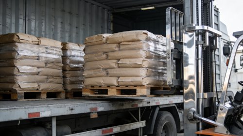 油田羧甲基纤维素CMC产品在工厂厂区装车发货现场