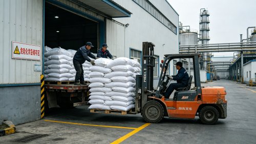 钻井液用低粘羧甲基纤维素钠降滤失剂LV-CMC吨袋装车抗盐耐温120℃用于海水及饱和盐水钻井液体系厂区实拍