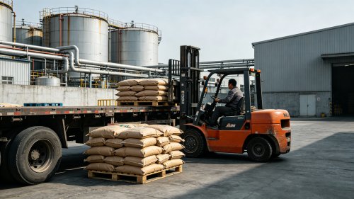 98%含量羧甲基纤维素钠白色粉末工厂厂区装车干基纯度98%灰分低于2%粘度300至600毫帕秒用于日化洗涤和石油钻井
