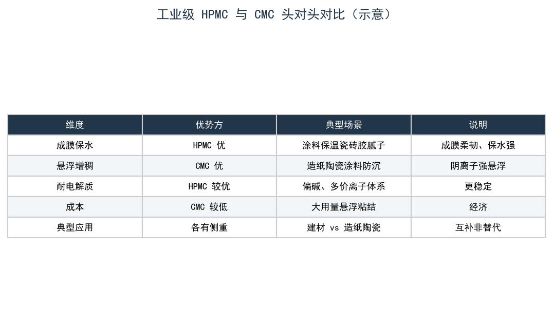 工业级 HPMC 与 CMC 头对头对比对照